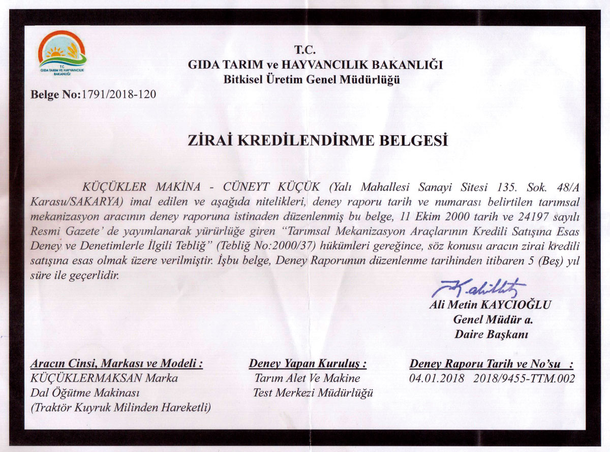 zırai kredilenme belgesi